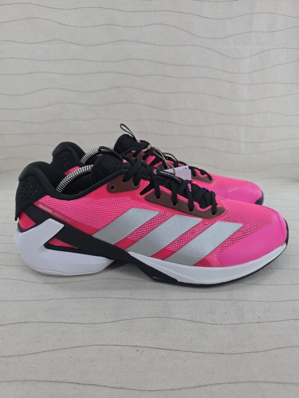 Adidas Mens Adizero Ubersonic 5 Pink Black White Tennis Court Shoes JQ2901 Sz 9
